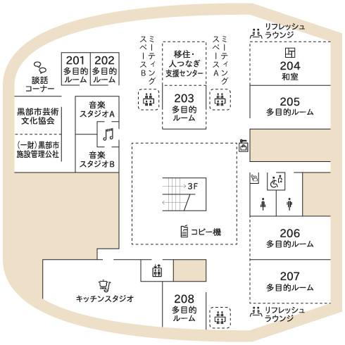 くろべ市民交流センター「あおーよ」 2階フロアマップ